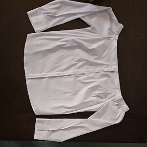 White Off-Shoulder Button-Up Blouse